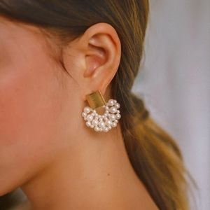 Faux Pearl Cluster Stylish Earrings